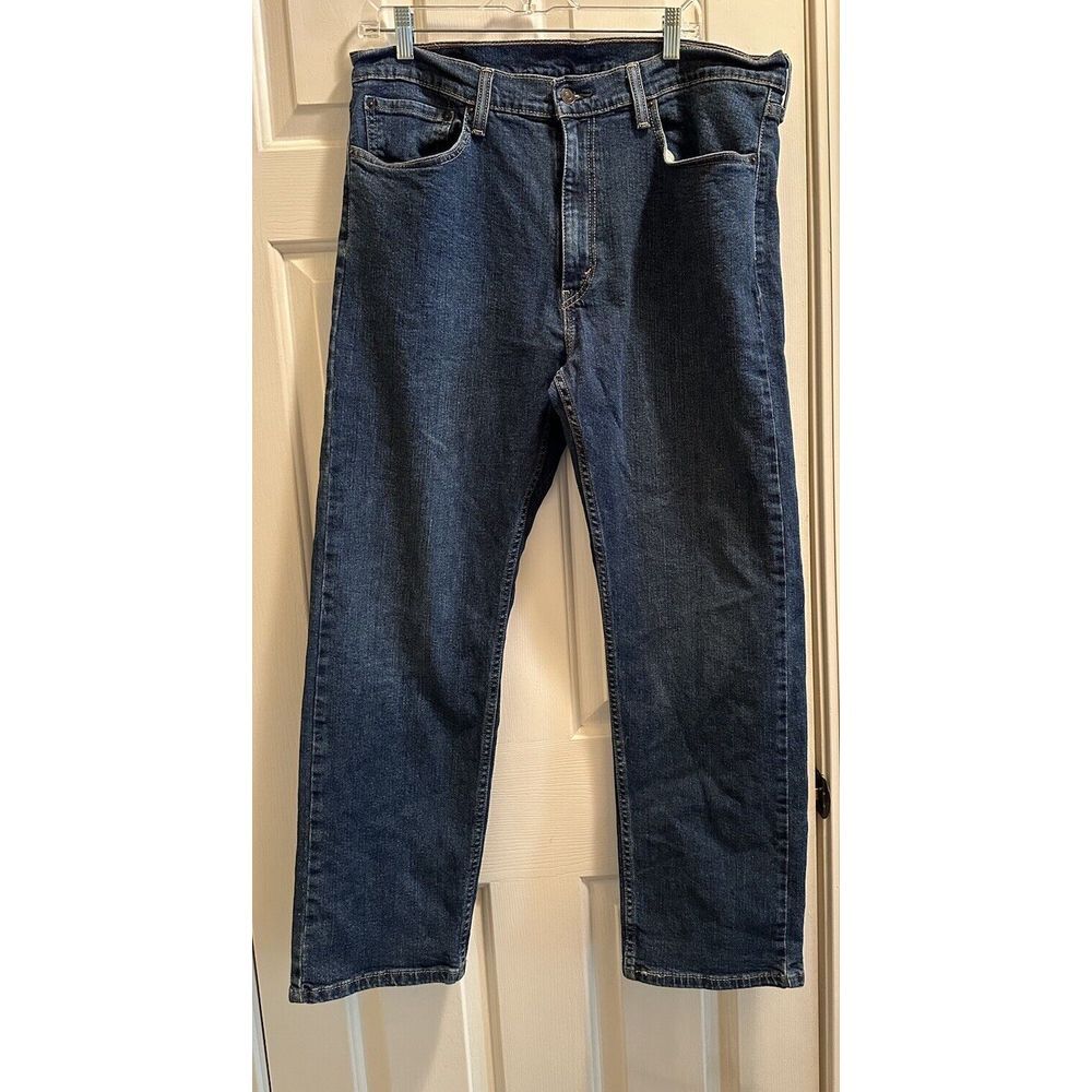 Levi's 505 Jeans Regular Fit Dark Wash Blue Denim Men's Fit 36x30